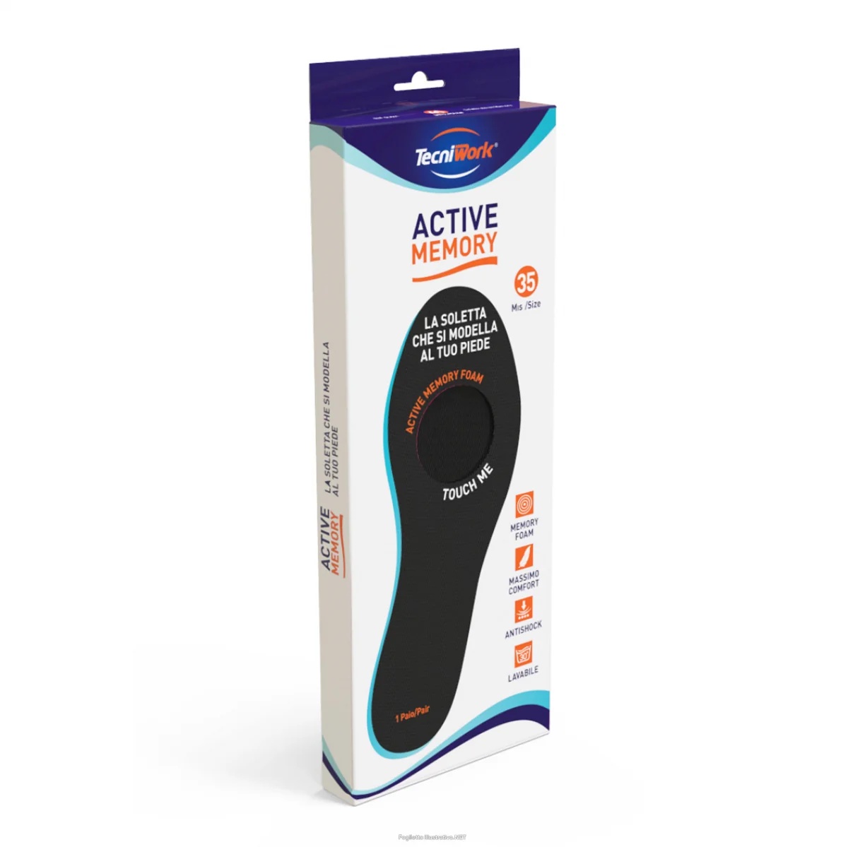 TECNIWORK Active Memory Schuheinlagen, Größe 38, 1 Paar, aus Memory-Schaum