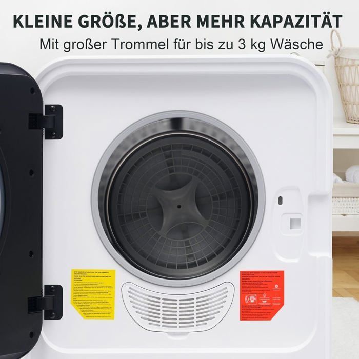 Asciugatrice con 5 programmi - 830 W - Portatile - Capacità 3 kg (fino a 4,5 kg in realtà) - Filtrazione multipla