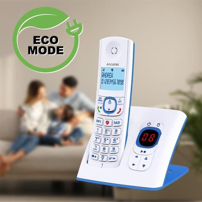 Cordless phone - ALCATEL - F530 Voice - Answering machine, call blocking, hands-free, 2 speed dial numbers, White/Blue