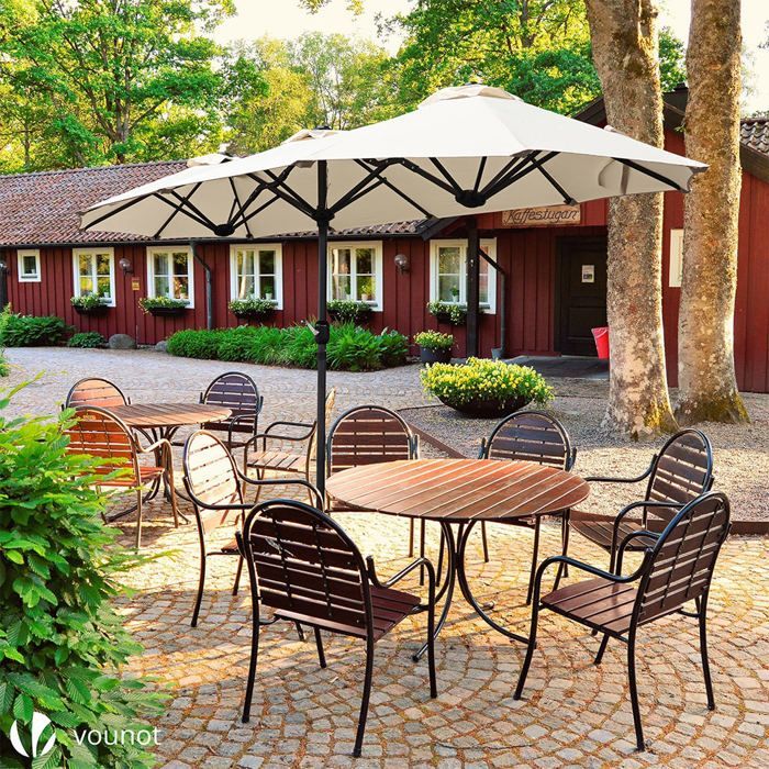 Sombrilla de jardín doble de aluminio VOUNOT® 300x150cm Beige - Protección UV 30+