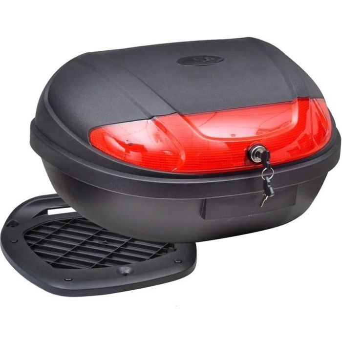Maleta superior para motocicleta de 72 litros con capacidad para 2 cascos.