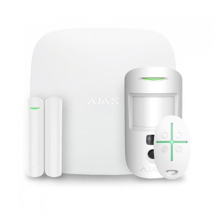 AJAX Pack alarme AJAX Hub 2 Plus avec détecteur de mouvement caméra, présence, télécommande - Blanc