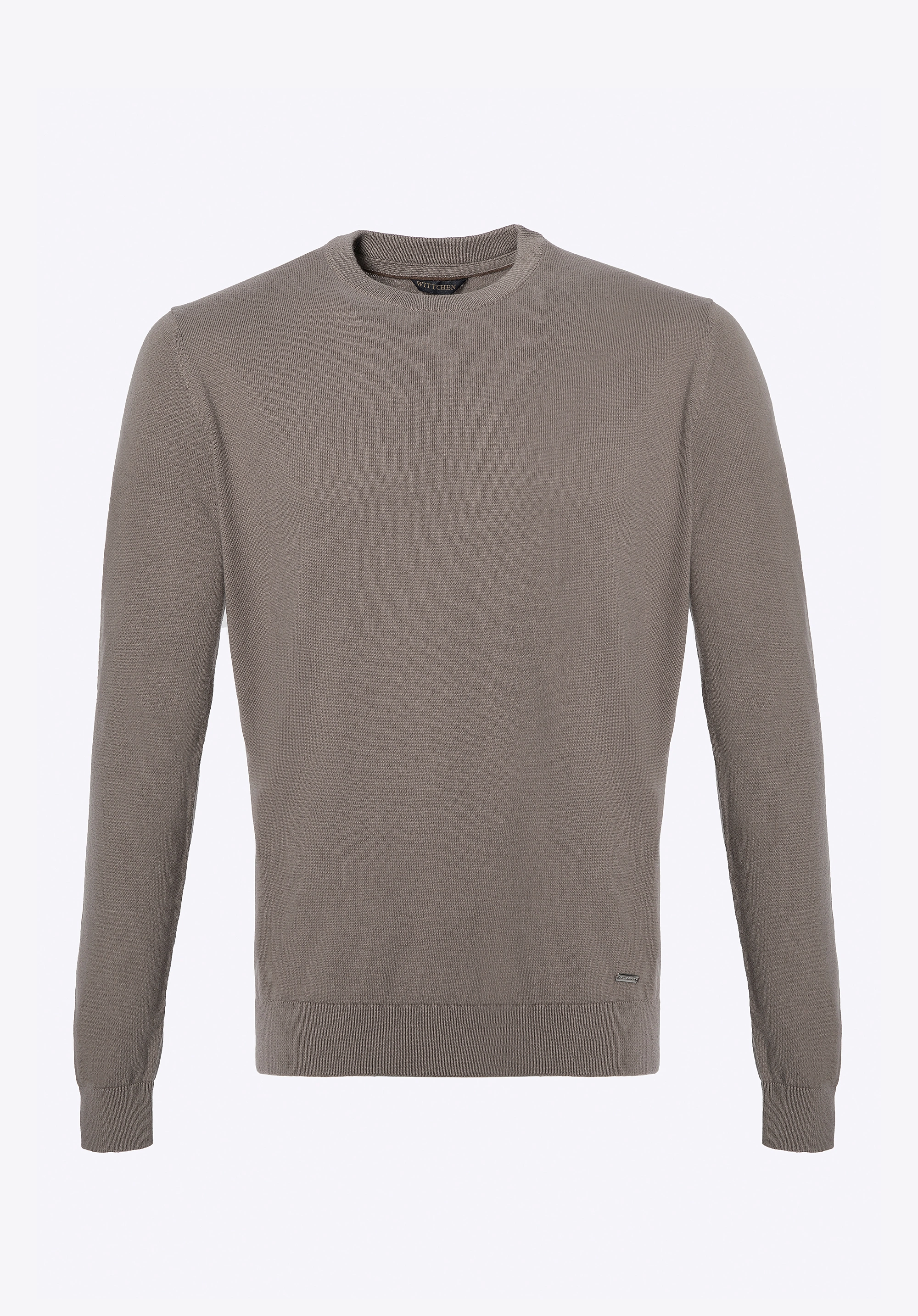 Sweter męski z bawełny z domieszką kaszmiru ciemny beż