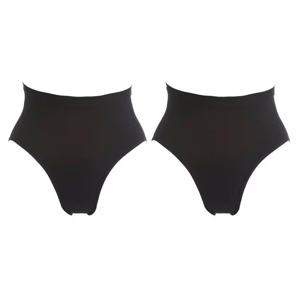 Ženske hlačke Kruidvat Cotton Shape Highleg črne, velikost L, 2 kosa