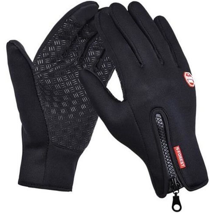 ECELEN Unisex Warm Thermal Winter Cycling Gloves with Touchscreen - Black - Waterproof and Breathable