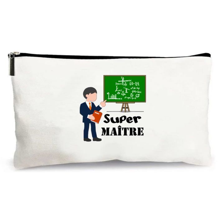 trousse beige super maître tableau cadeau fait main merci école