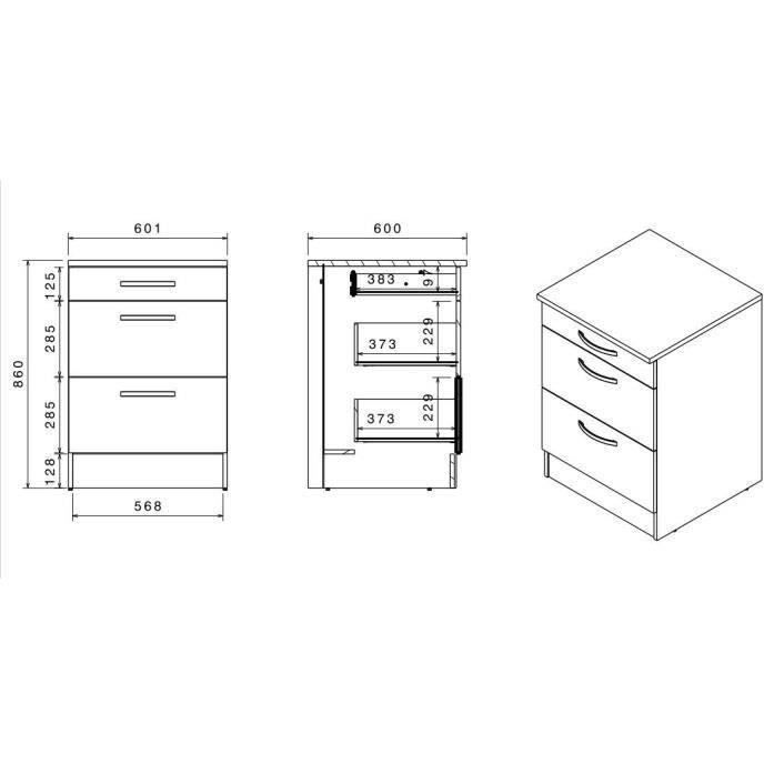 Cuisine complète OSLO - L 300 cm - Décor chêne - Plan de travail inclus