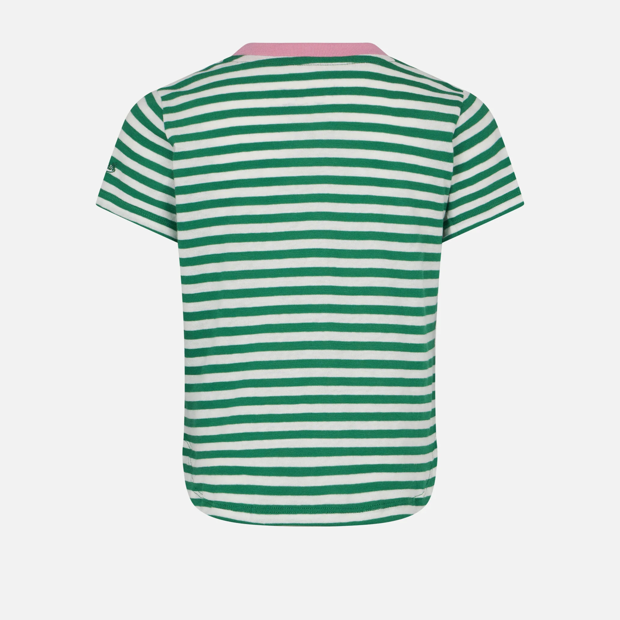 Meisjes-T-shirt met strepen en borduurwerk