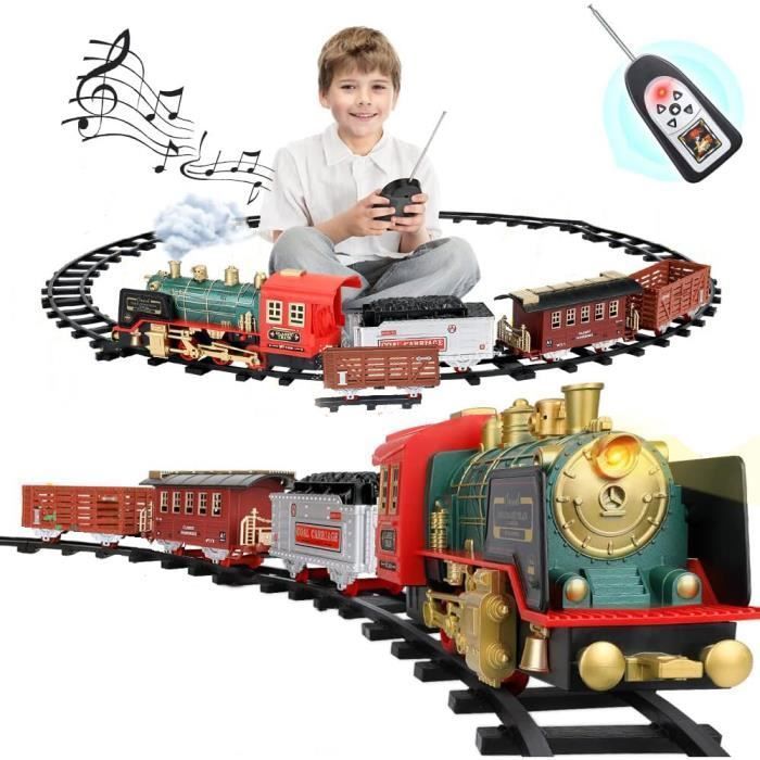 Jouet Train Electrique pour Enfants avec avec Fumé - Lumières et Son - Cadeau pour Enfants 3 4 5 6 7 8 9 Ans