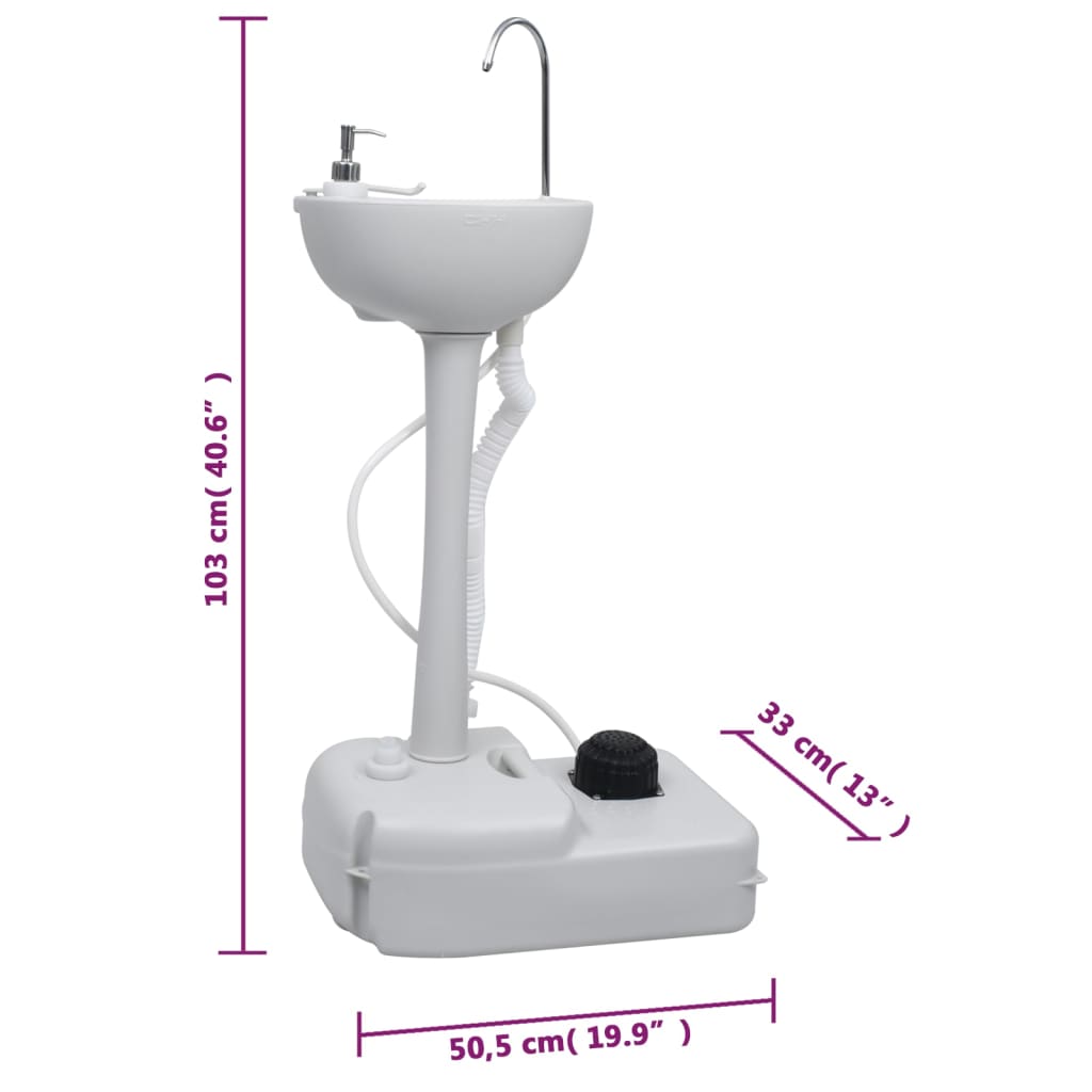 Vidaxl Juego De Lavabo Y Depósito De Agua Portátil Para Camping
