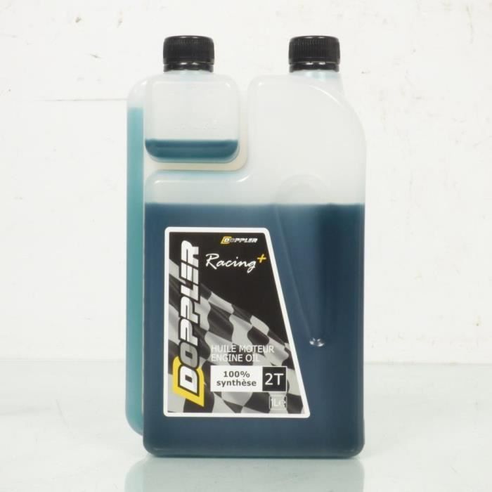 1L can of Doppler Racing+ 100% synthetic 2-stroke engine oil for motorcycles. New