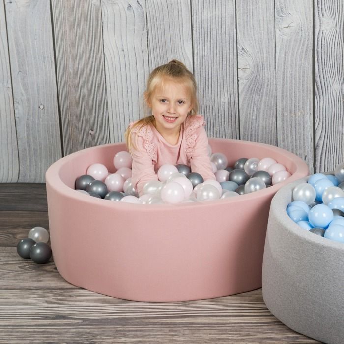 MISIOO Bunte Plastikbälle für Babys und Kinder, 6 cm, 300 Stück: Rosa/Silber/Perlweiß