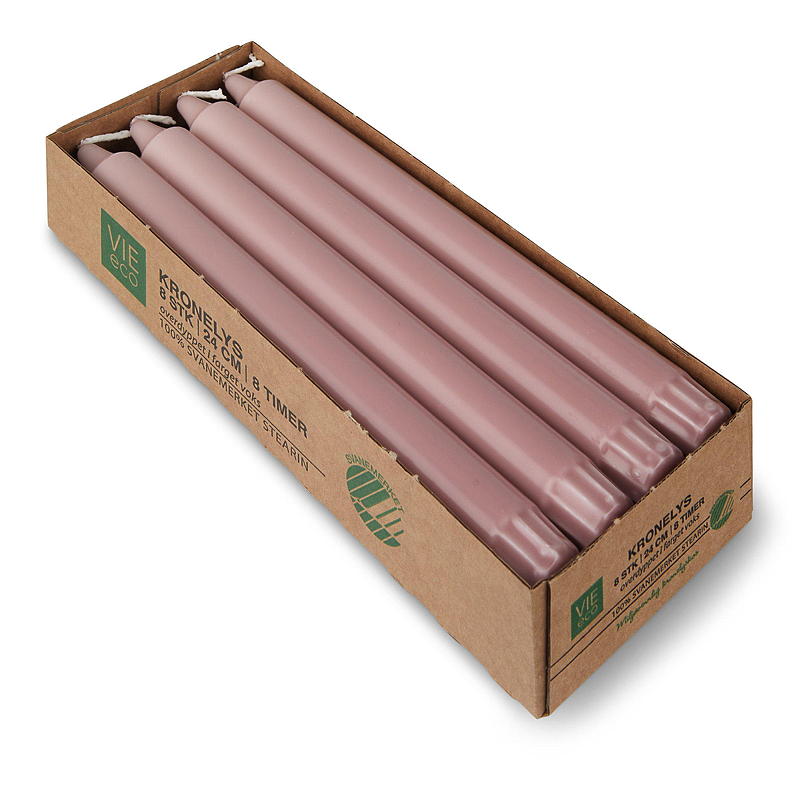 Vie Eco Crown lys 8-pak 24 cm 8 timer øko lyng