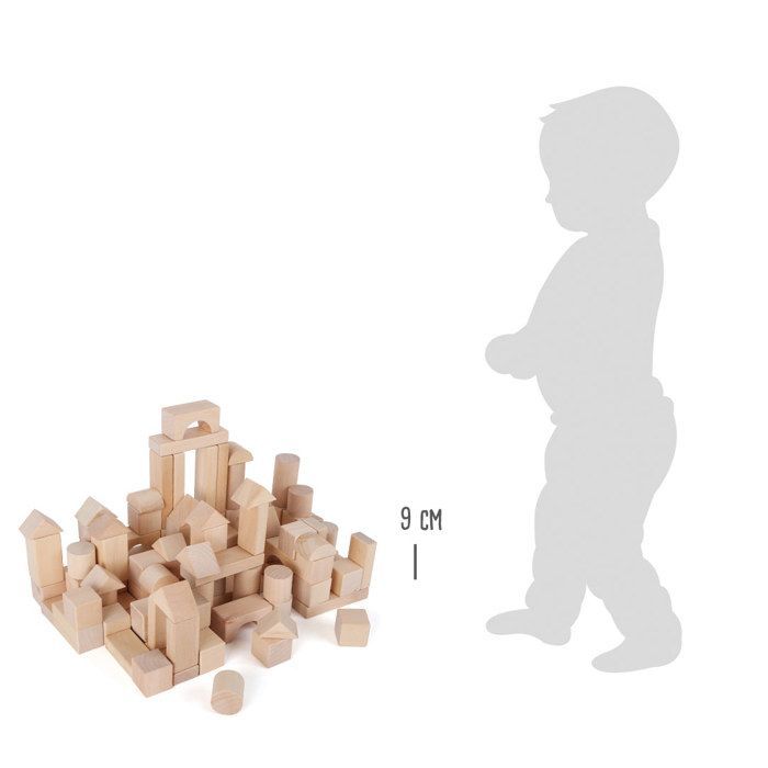 Jeu de construction en bois naturel - LEGLER - 7073 - 100 pièces - Multicolore - A partir de 3 ans