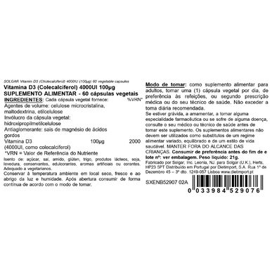 Solgar Vitamin D3 dodatak kapsulama 4000 IU 60 kapsula