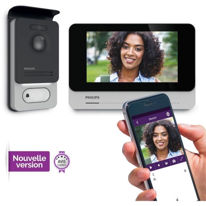 Video intercom - PHILIPS - WelcomeEye Connect 2 - Wired - Connected - 7-inch screen - 130° viewing angle - Night vision