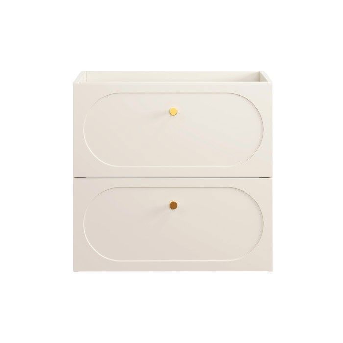 DONNA SAND Wandgemonteerd badkamermeubel met 60 cm breed werkblad en 35 x 140 cm hoge kast, beige
