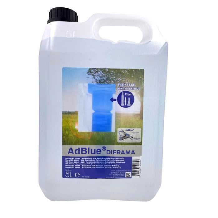 Envase Diframa Adblue de 5 litros con boquilla dosificadora.