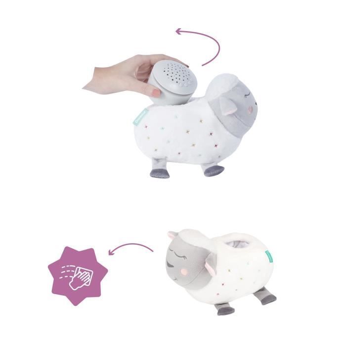 Lampada notturna a forma di pecora di peluche Badabulle - Proiezione di stelle e ninne nanne