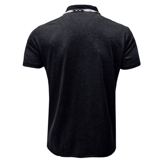 INSFITY Men's Polo Shirt - Short Sleeves, Black, Breathable - Polo Collar and Chest Pocket