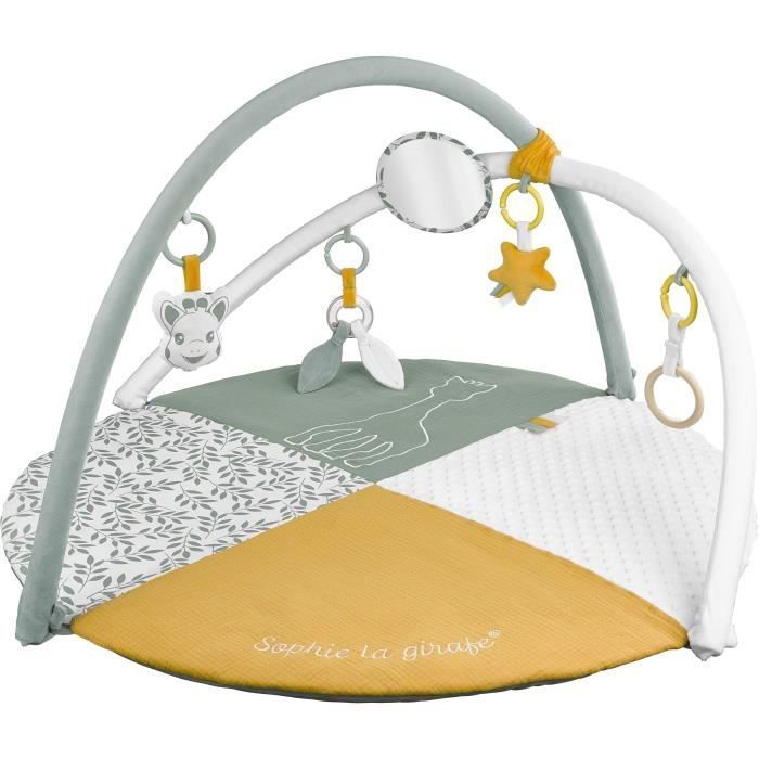 VULLI Reverso Playmat - Sophie the Giraffe - 1 side for activities and 1 side with photos - Adjustable arches
