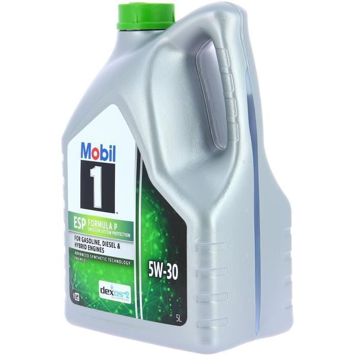 Aceite sintético para motor 5W-30 ESP - MOBIL 1 - Formula-P - Lata de 5L - Alto rendimiento anticontaminación