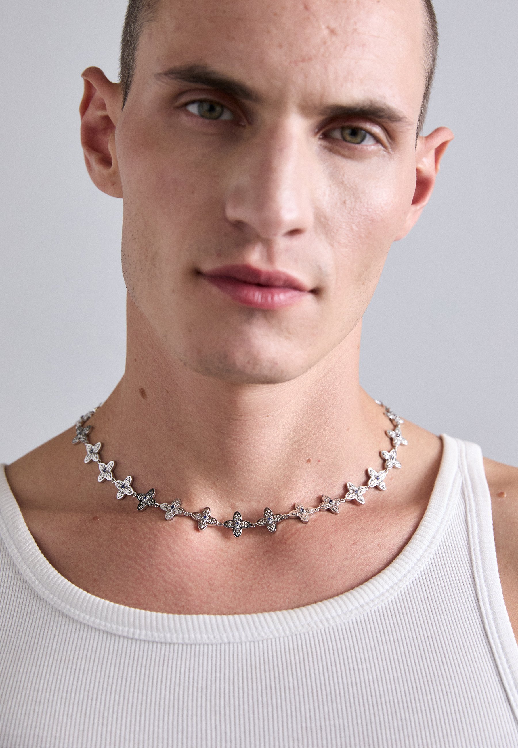 DARKAI GOTHIC CLOVER KETTING UNISEX - Ketting - wit/blauw