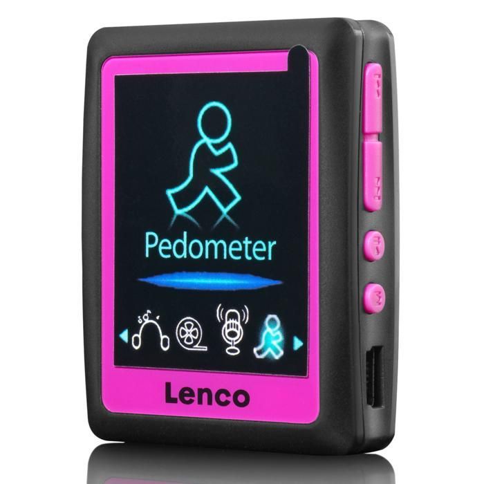 Lettore MP3/MP4 Lenco PODO-152 Rosa con contapassi e 4 GB di memoria - Rosa