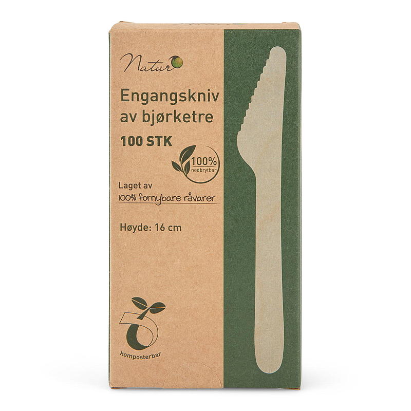 Nature engangskniver 100-pakning, laget av tre
