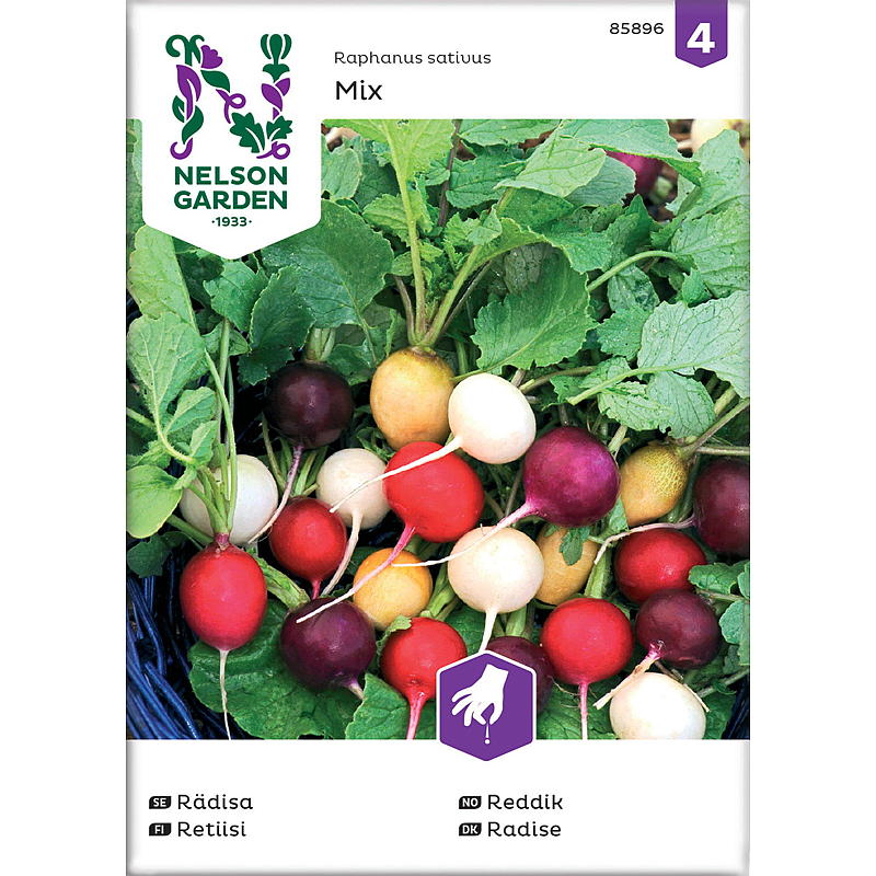 Nelson garden Seeds Radise mix, Lilla Pink, Albena, Zlata
