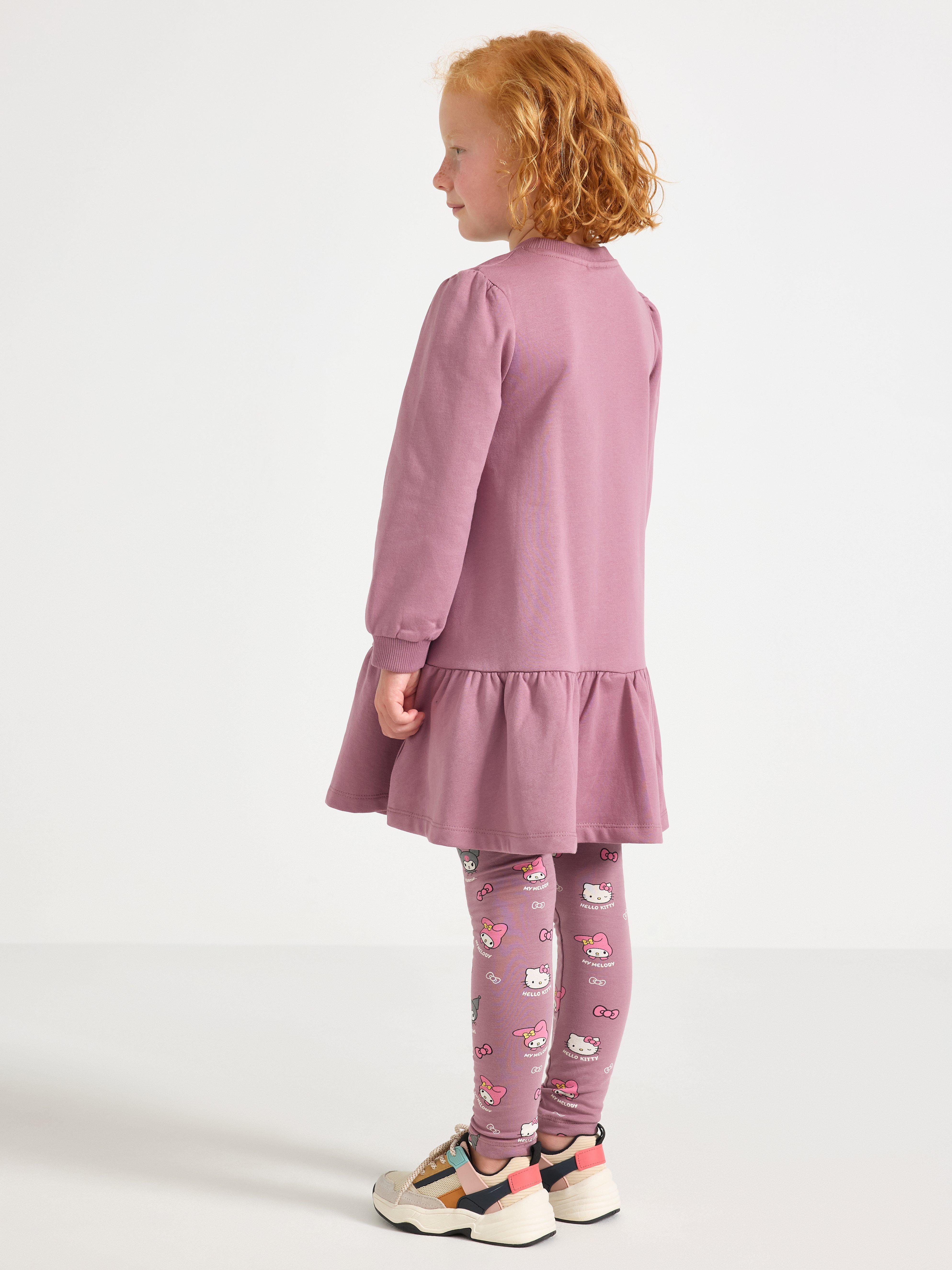 Vestido Hello Kitty com interior escovado na cor lilás acinzentado