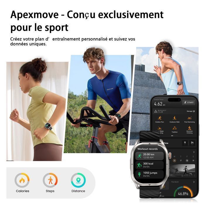 Relógio inteligente masculino KOSPET P10 com GPS integrado, resistência à água de 5 ATM, tela de 1,96