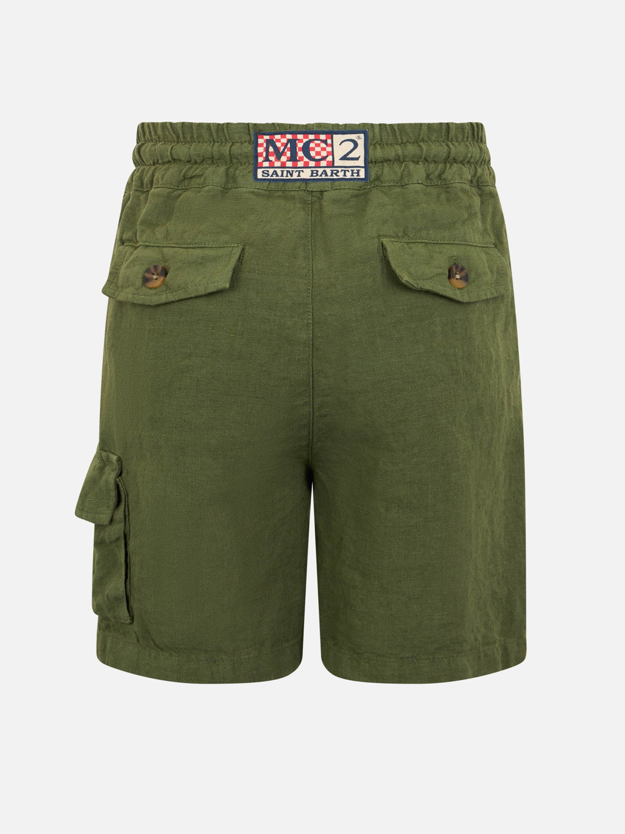 Marseille Jr. militaire groene linnen bermudashorts voor jongens