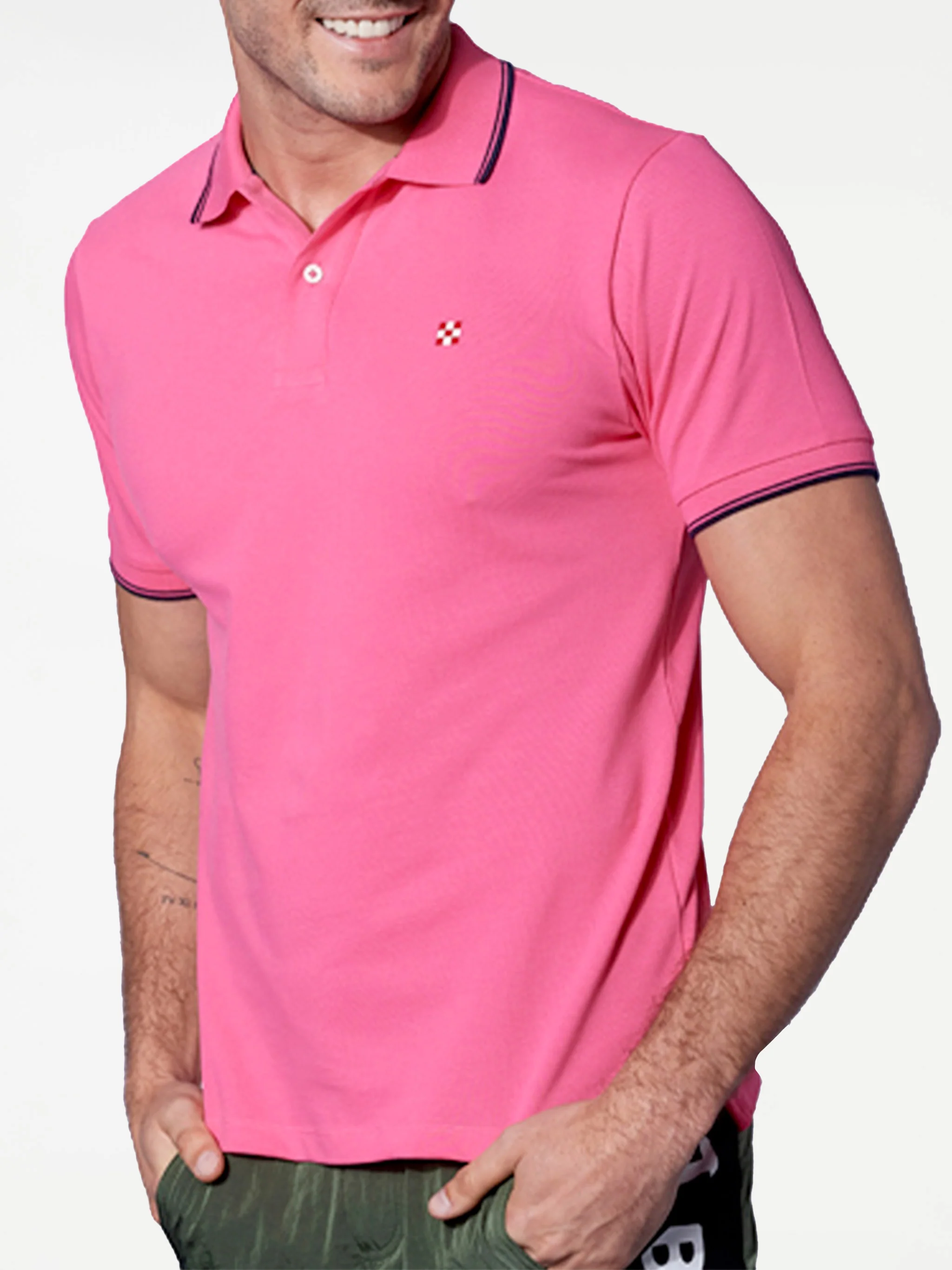 Fluorescerend roze piqué poloshirt met St. Barth-ruitlogo