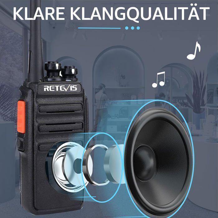 Walkie Talkie profesional recargable Retevis RT24 PMR446 de 16 canales CTCSS/DCS, con auriculares y estuche de carga, ideal para senderismo.