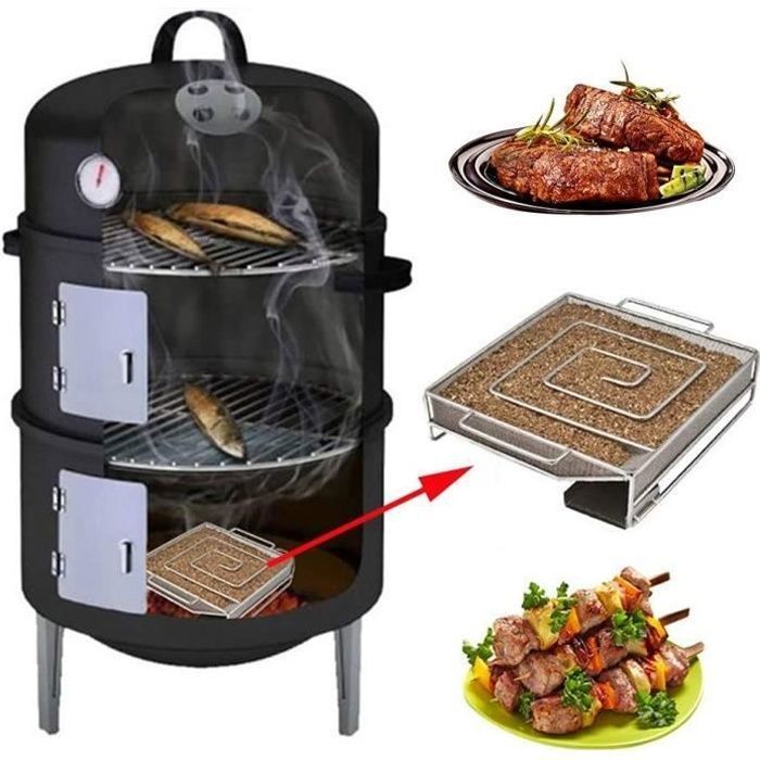 Generateur De Fumee pour Fumoir INOX Fumage a Froid Accessoire Serpentin Fumoir A Froid Viande Et Poisson Bruleur Pellet Pan FUMOIR