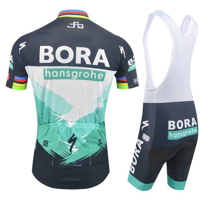 Men's Cycling Clothing Set: Short-Sleeve Cycling Jersey + Bib Shorts - Multicolor - W7