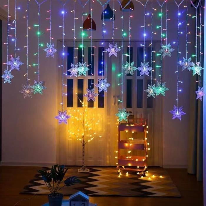Guirnalda de luces LED multicolor para exteriores de 4 m con forma de copo de nieve.