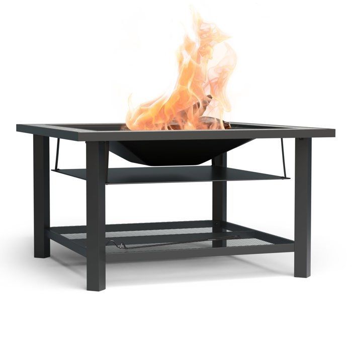 Brasero Blumfeldt Merano Avanzato 3 en 1 con función de barbacoa, también se puede usar como mesa, 87 x 87 cm, negro.