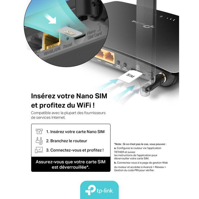 Router WiFi TP-Link Archer MR200 4G LTE - 750 Mbps - 4 puertos Ethernet - Antenas desmontables - Reacondicionado