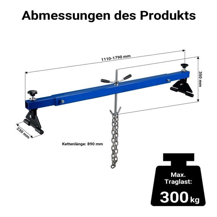 Elevador de motor y caja de cambios Wiltec 300 kg máx. Rojo – Barra transversal, guardabarros – Soporte del motor – Viga de elevación del motor – Altura