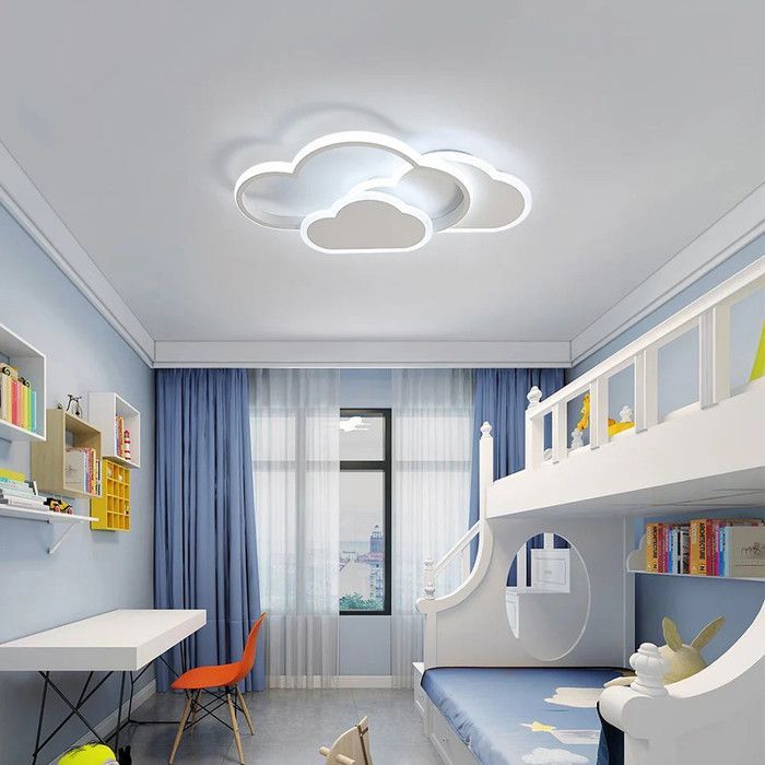 Lámpara de techo LED blanca moderna DELIPOP de 50 W, regulable, con forma de nube y mando a distancia para salón/dormitorio/habitación infantil - Diámetro 42 cm