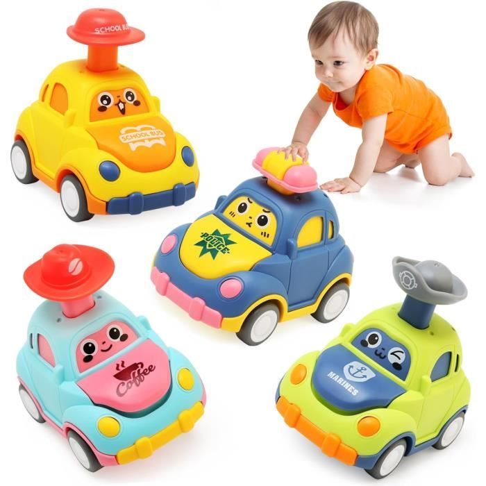 Voiture jouet - Pack 4 Press-and-Go - Friction - 12-18 mois - Jaune
