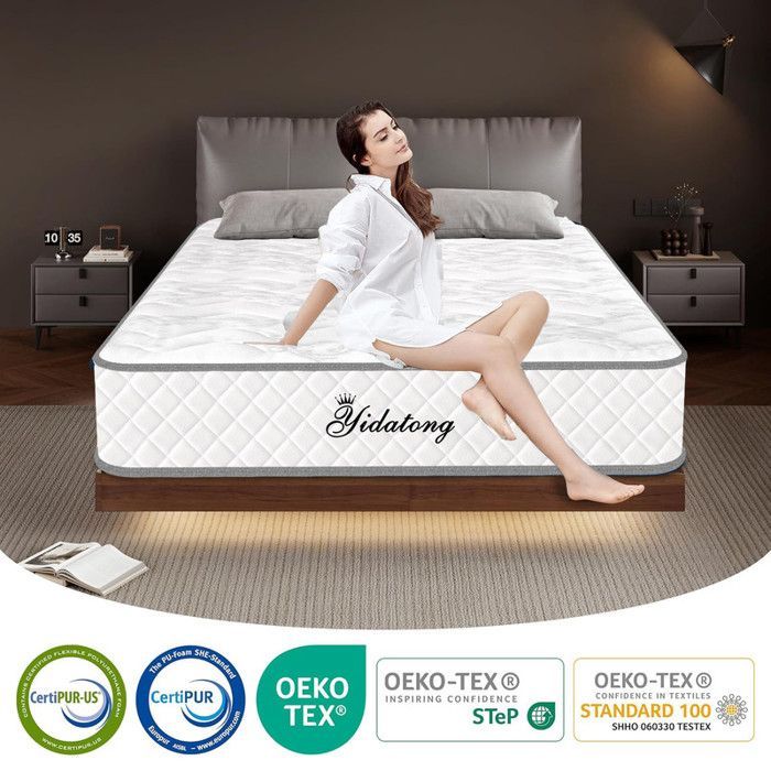 Colchón de 140x190 cm, 30 cm de grosor, colchón de muelles premium, certificado OEKO-TEX®, hipoalergénico, firmeza media, 7 zonas de confort.