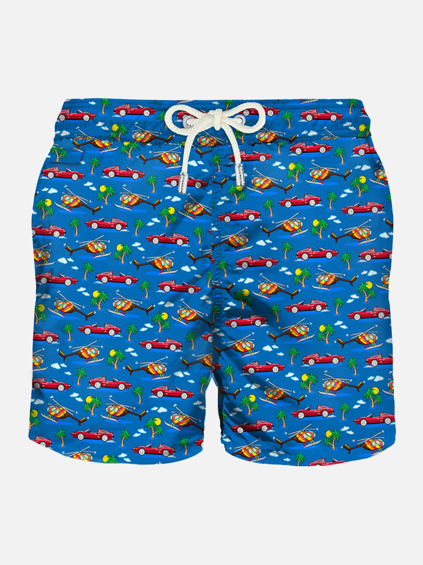 Herrenbadehose aus leichtem Stoff mit Auto-Print