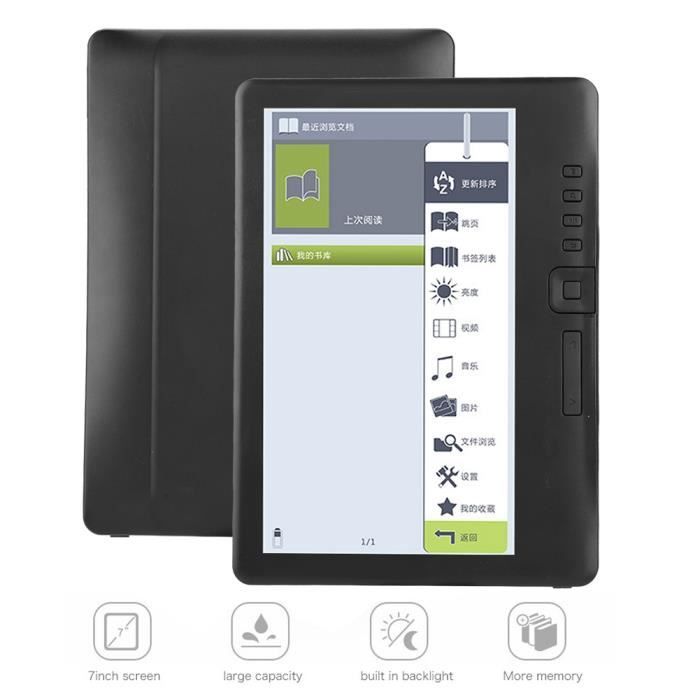 Xuyan BK7019 e-reader da 7 pollici - Nero - Scheda TF 4G - Schermo a colori
