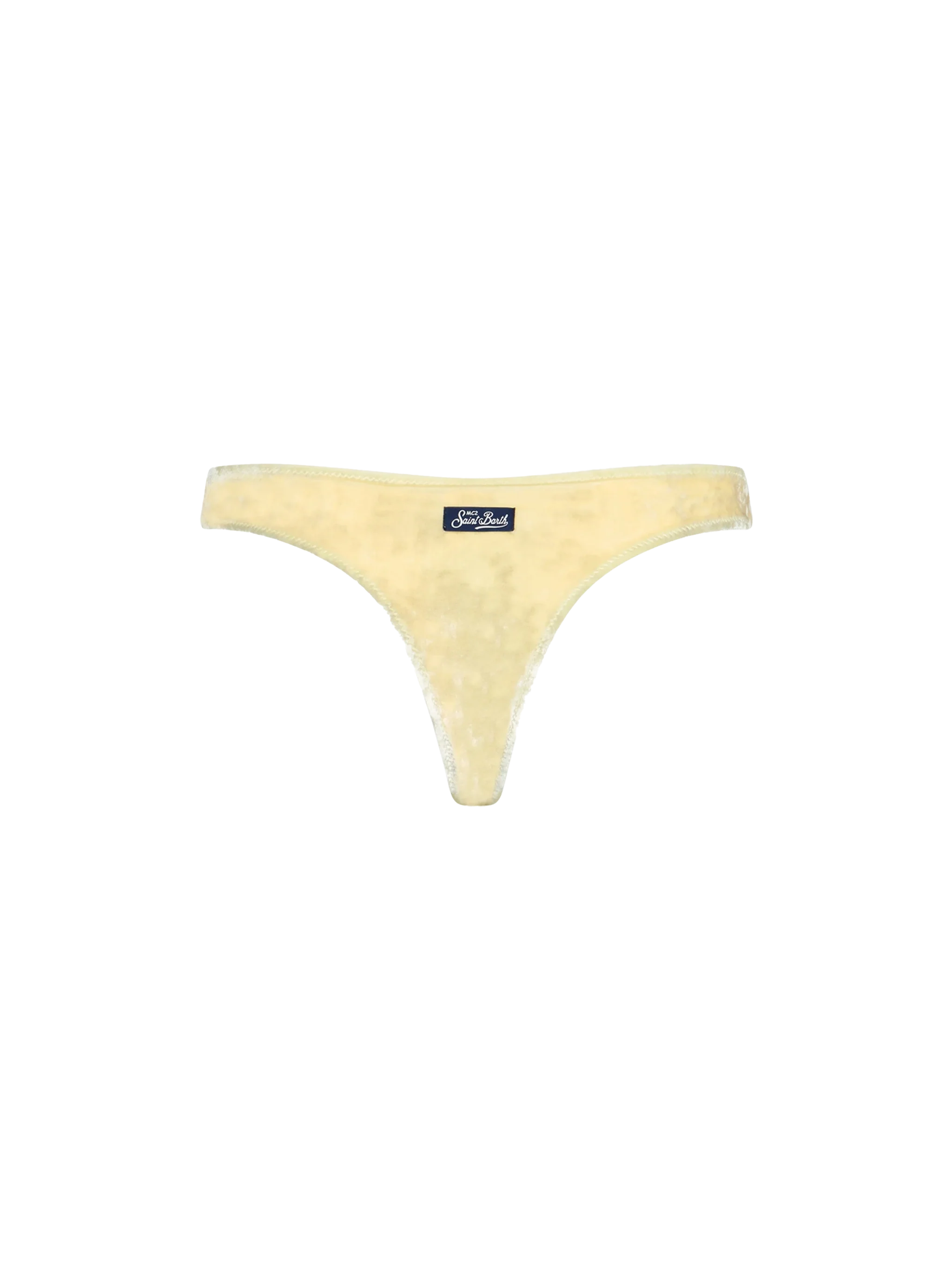 Naomi dames zwembroekje met hoge beenuitsnijding, geel chenille