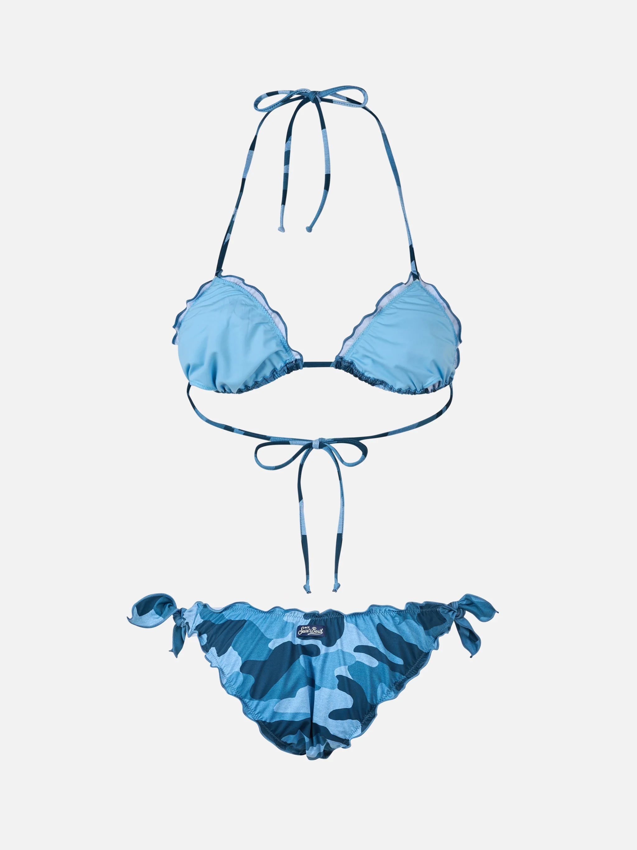 Sarius Klassieke Triangel Bikini voor Dames in Camo Denim
