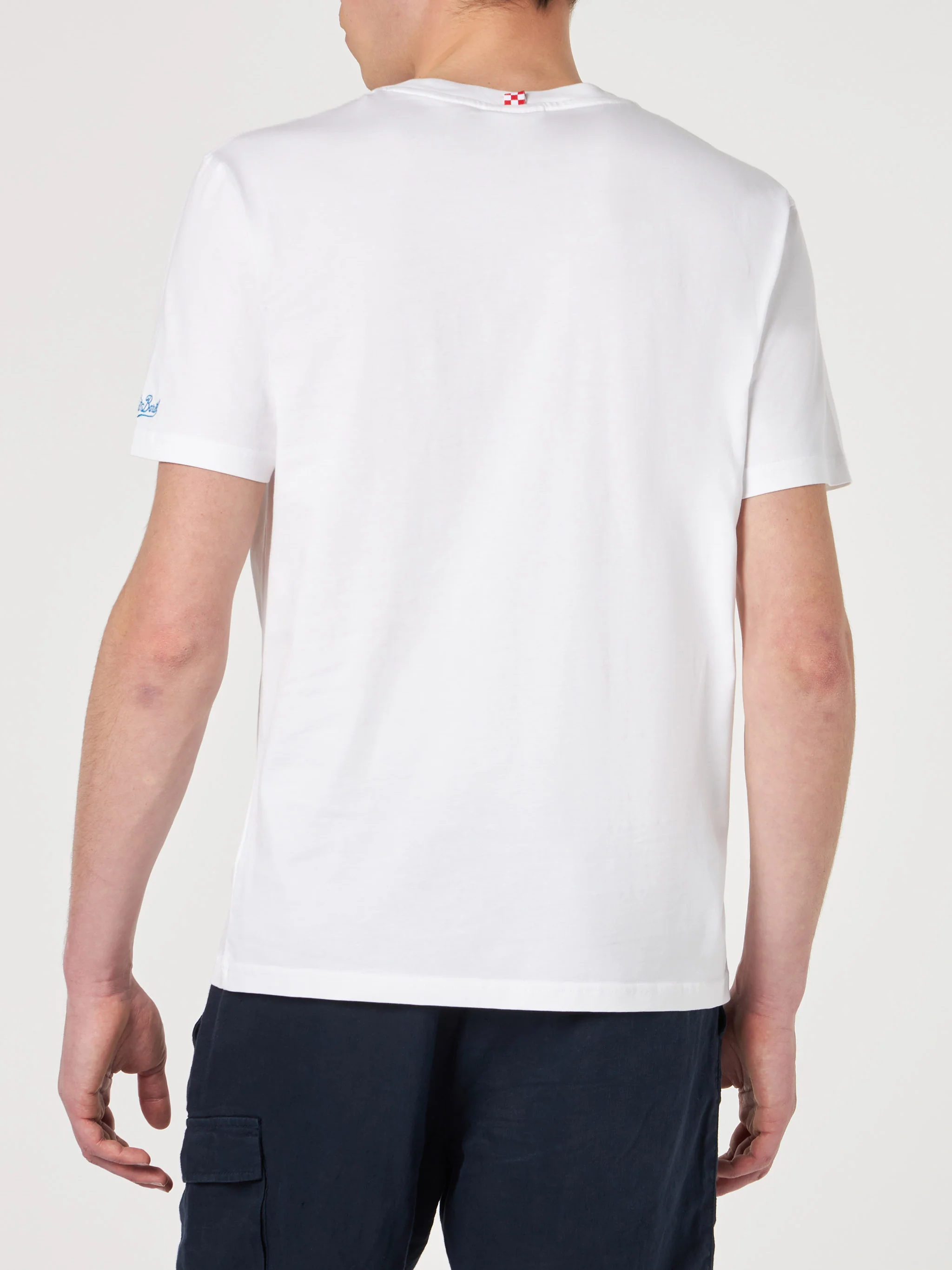 Vit herr-T-shirt i bomull med tryck från St. Barth Padel Club