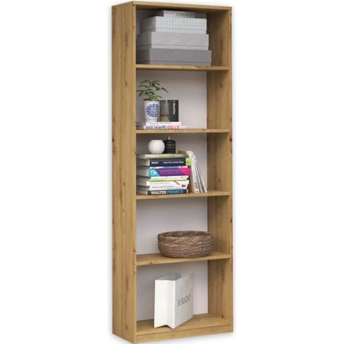 FLORENCE - Librería contemporánea de 5 baldas para salón/oficina/dormitorio 182x40x30 cm - Mueble decorativo para guardar libros